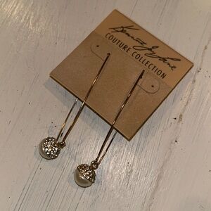 Kenneth Jay Lane earrings, pavé CZ faux pearls, pierced. New.